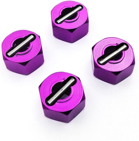 RC Hex Wheel Hubs,Aluminum 12mm Hex Wheel Hubs Nuts w/Pins Replacement of 1654 for RC Traxxas 1/10 Slash 4x4,Stampede 4WD (Purple) in Saudi Arabia