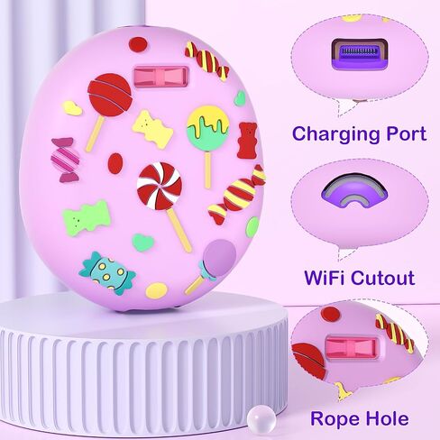 for Tamagotchi Uni Virtual Pet Toy Case Cover Virtual Pet Cover Electronic Pet Cover Case Pet Protective Silicone Protective Cover for Interactive with Hand Strap (Purple) in Kuwait