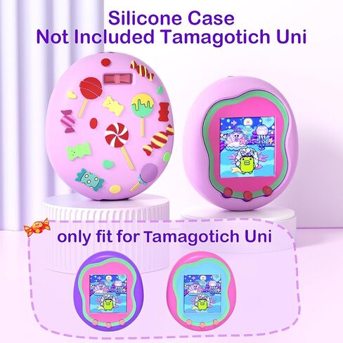 for Tamagotchi Uni Virtual Pet Toy Case Cover Virtual Pet Cover Electronic Pet Cover Case Pet Protective Silicone Protective Cover for Interactive with Hand Strap (Purple) in Kuwait