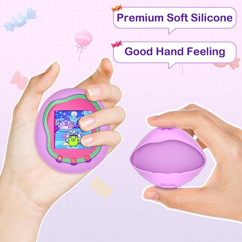 for Tamagotchi Uni Virtual Pet Toy Case Cover Virtual Pet Cover Electronic Pet Cover Case Pet Protective Silicone Protective Cover for Interactive with Hand Strap (Purple) in Kuwait