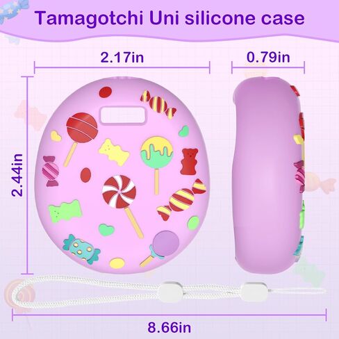for Tamagotchi Uni Virtual Pet Toy Case Cover Virtual Pet Cover Electronic Pet Cover Case Pet Protective Silicone Protective Cover for Interactive with Hand Strap (Purple) in Kuwait