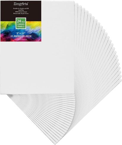 Black Canvases for Painting 9X12 Inch 24-Pack Professional Painting Canvas Panels (9X12IN 24PCS) in Kuwait