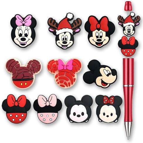 12Pcs Cartoon Dog Cat Silicone Focal Beads for Pens, Cute Focal Beads Bulk for Bead Pens Keychain Jewelry Making (Cartoon) in Saudi Arabia