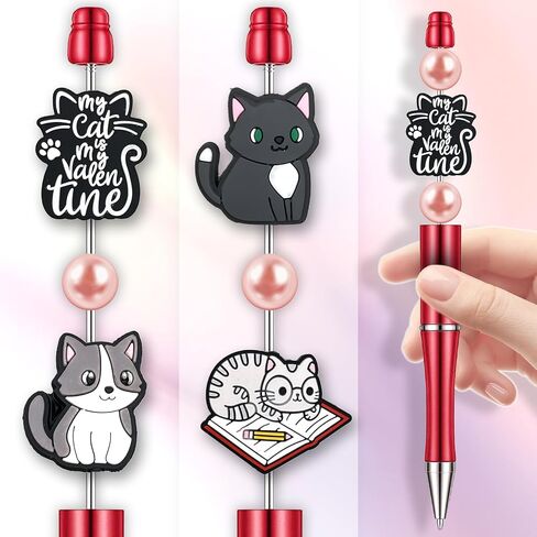 12Pcs Cartoon Dog Cat Silicone Focal Beads for Pens, Cute Focal Beads Bulk for Bead Pens Keychain Jewelry Making (Cartoon) in Saudi Arabia