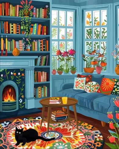 MXGESIOY Paint by Numbers Kit for Adults and Beginners, DIY Paint by Number Canvas Crafts Black Cat and Plants Oil Painting for Home Decor, 16 x 20 Inch in Saudi Arabia