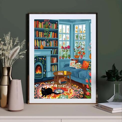 MXGESIOY Paint by Numbers Kit for Adults and Beginners, DIY Paint by Number Canvas Crafts Black Cat and Plants Oil Painting for Home Decor, 16 x 20 Inch in Saudi Arabia