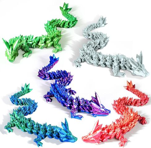 3D Printed Dragon,Dragon Eggs with Dragon Inside,Articulated Crystal Dragon Toys for Kids Home Decor, Executive Dragon Fidget Desk Toys (Lser Red) in Saudi Arabia