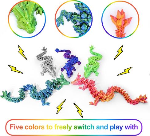 3D Printed Dragon,Dragon Eggs with Dragon Inside,Articulated Crystal Dragon Toys for Kids Home Decor, Executive Dragon Fidget Desk Toys (Lser Red) in Saudi Arabia