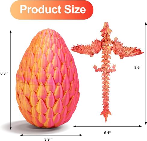 3D Printed Dragon,Dragon Eggs with Dragon Inside,Articulated Crystal Dragon Toys for Kids Home Decor, Executive Dragon Fidget Desk Toys (Lser Red) in Saudi Arabia