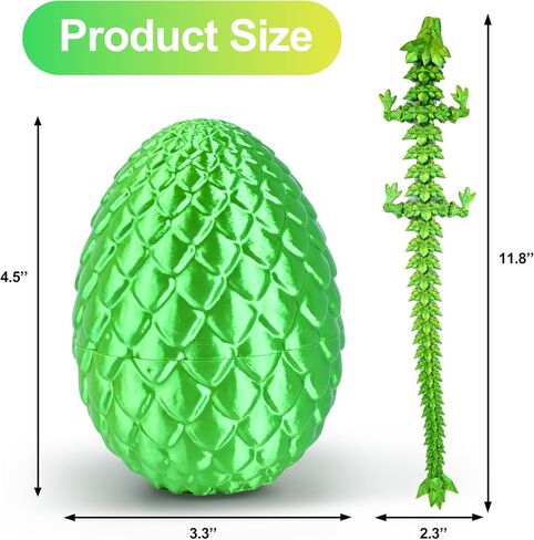 3D Printed Dragon,Dragon Eggs with Dragon Inside,Articulated Crystal Dragon Toys for Kids Home Decor, Executive Dragon Fidget Desk Toys (Lser Red) in Saudi Arabia