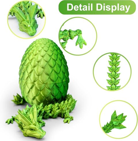 3D Printed Dragon,Dragon Eggs with Dragon Inside,Articulated Crystal Dragon Toys for Kids Home Decor, Executive Dragon Fidget Desk Toys (Lser Red) in Saudi Arabia