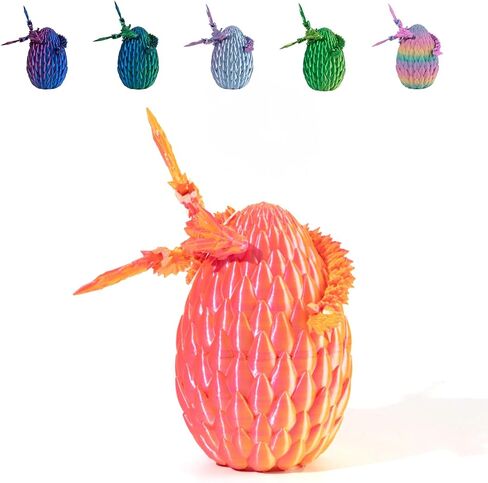 3D Printed Dragon Egg with Dragon Inside, Articulated Flying Dragon with Dragon Egg, Multi Color Winged Dragon, Crystal Dragon Fidget Toy, Home Office Décor, Easter Egg, Gift in Saudi Arabia