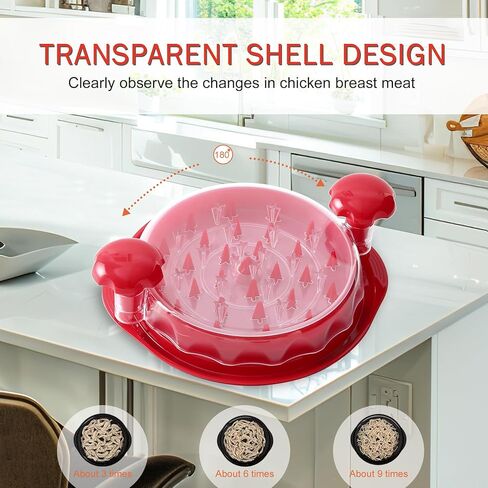 ماكينة تقطيع الدجاج، أداة تمزيق الدجاج المرئية مقاس 10.8 بوصة، آلة تقطيع اللحوم المرئية مع فرشاة ولوحة قابلة للفصل، مقبض مريح، غير قابل للانزلاق، مقاوم للحرارة، خالي من مادة BPA. (أسود) in Kuwait