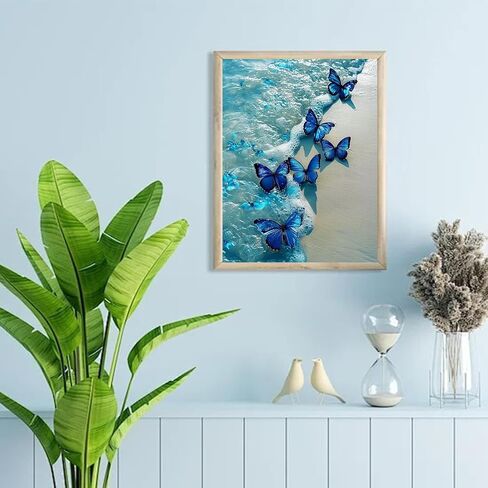 مجموعات الرسم الفني الماسي الوردي من HSENJT للبالغين المبتدئين، مجموعات فنية ماسية 5D للزهور DIY، لوحة فنية ماسية للشاطئ لديكور الحائط المنزلي (30 × 40 سم / 11.8 × 15.7 بوصة) in Saudi Arabia