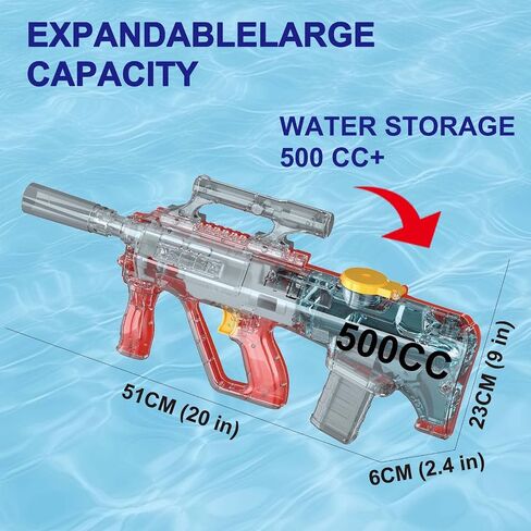 Electric Water Gun,Automatic Squirt Gun with 32 Ft Long Rang,500CC Capacity Super Water Blaster for Swimming Pool Beach,Summer Kids Toys for Adults & Kids Ages 8-12(Red) in Saudi Arabia