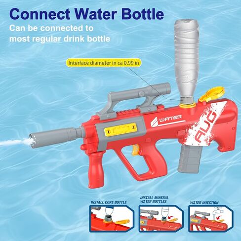 Electric Water Gun,Automatic Squirt Gun with 32 Ft Long Rang,500CC Capacity Super Water Blaster for Swimming Pool Beach,Summer Kids Toys for Adults & Kids Ages 8-12(Red) in Saudi Arabia