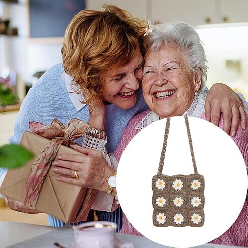 ORIGACH Crochet Kit for Beginner Adult, Crochet Granny Square Daisy Bag Kit Shoulder Bag Handbag Crochet Set with Step by Step Video Tutorial, Instruction, Yarn, Hook, Accessories, Khaki in Kuwait