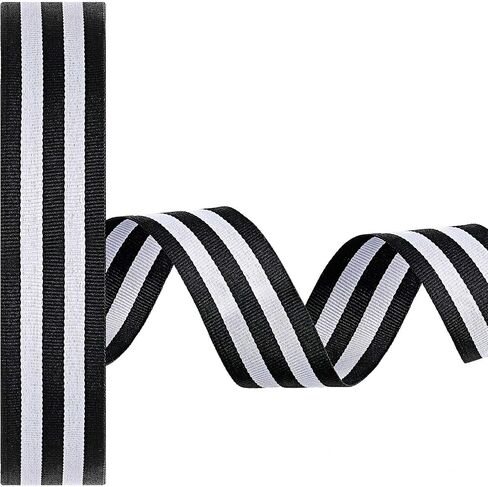 Chuangdi 50 Yards Striped Ribbon Grosgrain Fabric Ribbon Red White and Black Candy Cane Craft Wrapping Ribbons Roll for Wraps Embellishments Christmas Party Decoration(3/4 Inch,Black and White) in Saudi Arabia