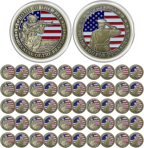 CHURYUML 50Pcs Military Challenge Coins Set - Home of The Free Because of The Brave - Veterans Day Gifts Bulk Thank You for Your Service Military Gifts for Men Women Navy Army Veterans Honor Coin in Saudi Arabia