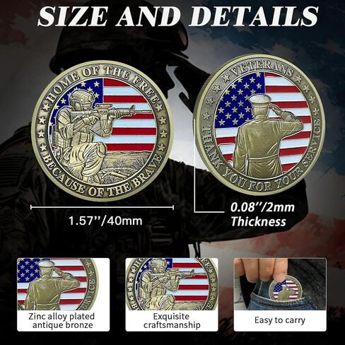 CHURYUML 50Pcs Military Challenge Coins Set - Home of The Free Because of The Brave - Veterans Day Gifts Bulk Thank You for Your Service Military Gifts for Men Women Navy Army Veterans Honor Coin in Saudi Arabia