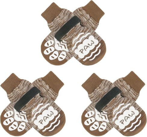 جوارب بيوتيزو المضادة للانزلاق للكلاب الصغيرة والمتوسطة والكبيرة، واقي مخلب مع مقابض للأرضيات الصلبة للرصيف الساخن/البارد، التحكم في الجر، 3 أزواج من أحذية الكلاب المضادة للالتواء لمنع لعق الكلاب الكبيرة in Kuwait