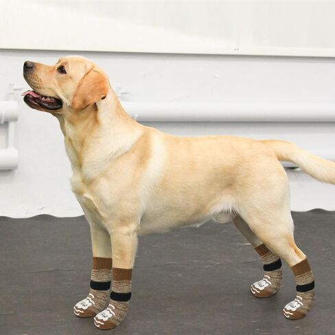 جوارب بيوتيزو المضادة للانزلاق للكلاب الصغيرة والمتوسطة والكبيرة، واقي مخلب مع مقابض للأرضيات الصلبة للرصيف الساخن/البارد، التحكم في الجر، 3 أزواج من أحذية الكلاب المضادة للالتواء لمنع لعق الكلاب الكبيرة in Kuwait