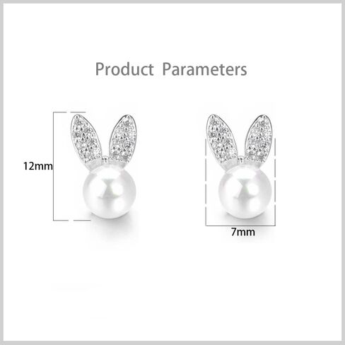 Cute CZ Pearl Rabbit Earrings for Women Girls Gold Plated Imitation Pearls Ball Stud Cartilage Post Pin Dainty Lovely Jewelry Birthday Valentine Anniversary in Saudi Arabia