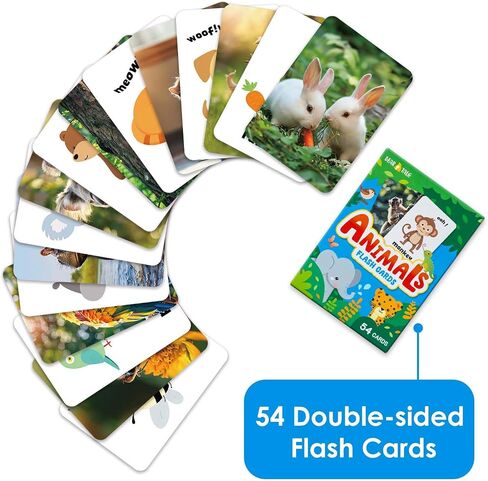 54PCS Animals Flash Cards for Toddlers 1 2 3 4 5 6 Years Old, Double Sided Cartoon Cards About Land Marine Sky Animals, Educational Learning Toy Gift for Preschool Toddler Flashcards in Saudi Arabia