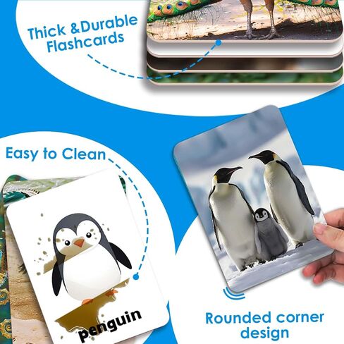 54PCS Animals Flash Cards for Toddlers 1 2 3 4 5 6 Years Old, Double Sided Cartoon Cards About Land Marine Sky Animals, Educational Learning Toy Gift for Preschool Toddler Flashcards in Saudi Arabia