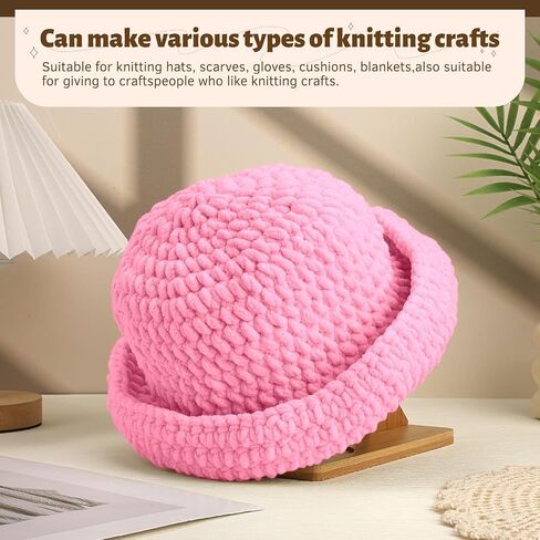 4 Skeins Blanket Yarn, Soft Chunky Chenille Yarn for Crocheting and Knitting, Thick Fluffy Yarn with Crochet Hook for Making Blankets Sweater Scarf Shawl DIY Crocheting Crafts in Saudi Arabia