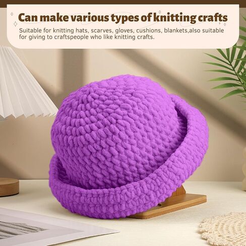 4 Skeins Blanket Yarn, Soft Chunky Chenille Yarn for Crocheting and Knitting, Thick Fluffy Yarn with Crochet Hook for Making Blankets Sweater Scarf Shawl DIY Crocheting Crafts in Saudi Arabia