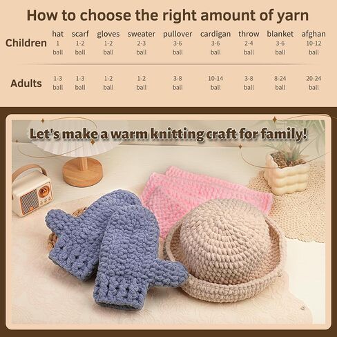 4 Skeins Blanket Yarn, Soft Chunky Chenille Yarn for Crocheting and Knitting, Thick Fluffy Yarn with Crochet Hook for Making Blankets Sweater Scarf Shawl DIY Crocheting Crafts in Saudi Arabia