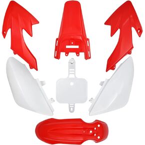 CRF50 Plastic Kit XR50 Plastic Fender Kit Red White Plastic Fairing Fender Kit - Motorcycle Fender Fairing Body Work Kit Compatible with Honda CRF 50 XR 50 SDG SSR 107 110 125 Pit Dirt Bike