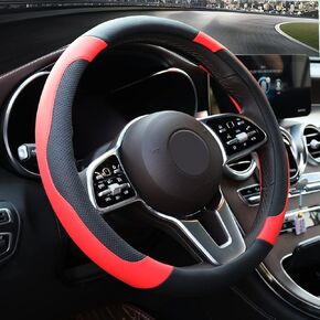 Xizopucy Black Microfiber Leather Steering Wheel Cover，Universal 15 inch Steering Wheel Covers for Car
