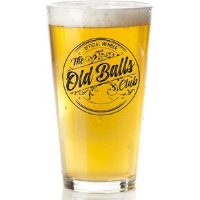 Old Balls Beer Glass - Funny Retirement or Birthday Gifts for Men - Unique Gag Gifts for Dad, Grandpa, Old Man, or Senior Citizen, 30th, 40th, 50th, 60th Birthday Gift for Men