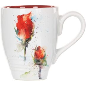 Iris Watercolor Purple On White 16 Ounce Glossy Stoneware Mug With Handle