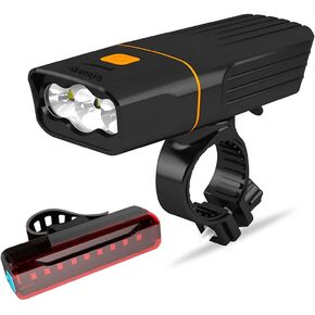 USB Rechargeable Bike Light Front, Super Bright 3 Led 3000 Lumens, Runtime 10hrs Waterproof Bicycle Headlight and Taillight, Free Bike Tail Light, Cycling Safety Flashlight