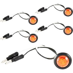 20x 3/4" inch Amber 3 LED Side Marker Clearance Light with Plug, Black Ring Sealed Mini Round 3/4" Indicators Grill Lights for Truck Trailer Car Bus Pickup Van Caravan Boat 12V