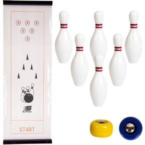 Table Top Mini Indoor Sports Games - Choice of Bowling, Curling, or Shuffleboard - Kids and Adults Party Game - Easy To Transport - Includes 1 Drawstring Storage Bag and Sliding Storage Box