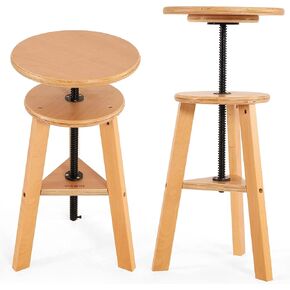 VISWIN 19"-26" H Wooden Adjustable Height Stool, Beech Wood Artist Stool for Drafting, Painting Stool for Artists, Adults, Wood Chair for ArtStudio, Bar, Kitchen, Home Use, Office