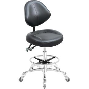 Nazalus Rolling Stool Adjustable Drafting Chair Heavy Duty with Wheels for Office Home Desk Chair Big Size(Black)