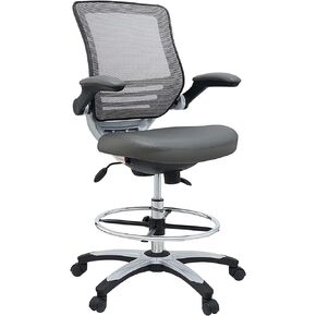 Modway Edge Drafting Chair - Reception Desk Chair - Flip-Up Arm Drafting Chair in Black