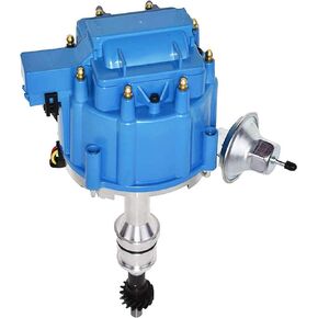 A-Team Performance Complete HEI Distributor Compatible with BBF Big Black Ford Engines - 65K Volt Coil - Easy One-Wire Install - Fits 351C, 351M, 400M, 429, and 460 Parts (Blue Cap)