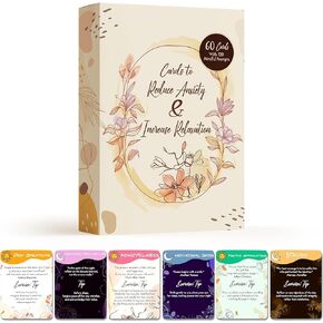 Affirmation cards - 60 Unique Mindfulness Cards for Anxiety Relief, Relaxation, and Self-Care - Daily Meditation and 120 Positive Affirmations for Womens and Men, motivational, inspiration