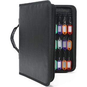 Zippered Key Case, Key Organizer with Handle, Waterproof and Fireproof Key Binder with 54 Hooks and Tags Portable Key Storage Book for Offices Real Estate Agencies Hotels and Rental Management