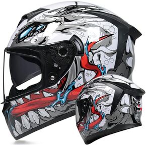 Unisex-Adult Full Face Motorcycle Helmet DOT Approved Motorbike Moped Street Bike Racing Crash Helmet with Graphic