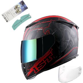 1Storm Motorcycle Full Face Helmet Skull King Matt Black + One Extra Clear Shield: HJK311