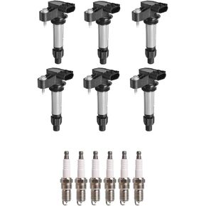ENA Pack 6 Ignition Coil with 6 Iridium Spark Plug 3.6 V6 2010 2012 2013 2014 2015 2016 Compatible with Buick Chevy Cadillac Malibu Allure Enclave ATS CTS SRX STS Camaro Impala Terrain for UF569