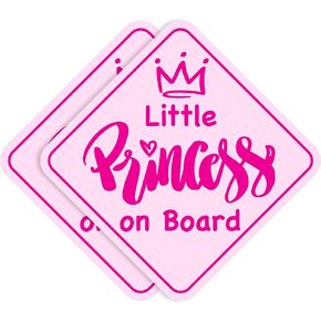 Baby in Car Stickers for Girls (2-Pack) - Paint-Safe, Removable, Non-Magnetic Baby Safety Stickers for Cars & Windows - Baby Pink (2 Vinyl Decals)