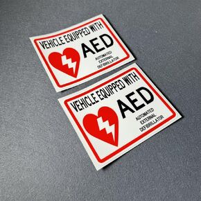Car Stickers Vinyl Tape for Vehicle Equipped with AED Automated External Defibrillator Auto Window Tail Decal 2PCS